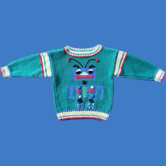 Other - SOLD vintage handknit robot sweater , size 2T